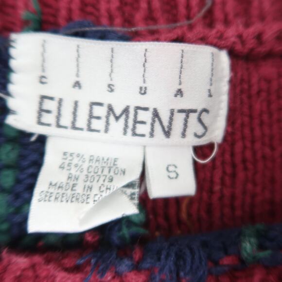 Vintage 90s Casual Elements purple yellow plaid patchwork sweater S - Picture 6 of 6